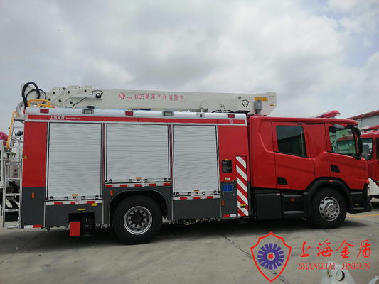 4x2 Drive 25 Meter Arbeitshöhe Drehleiter Feuerwehrauto mit sechs Besatzungssitzen